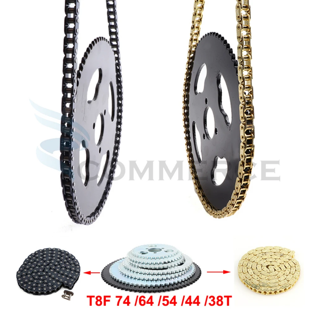 Motorcycle T8F Chain 136 Links and 38/44/54/74T Teeth Sprocket For 47cc ...