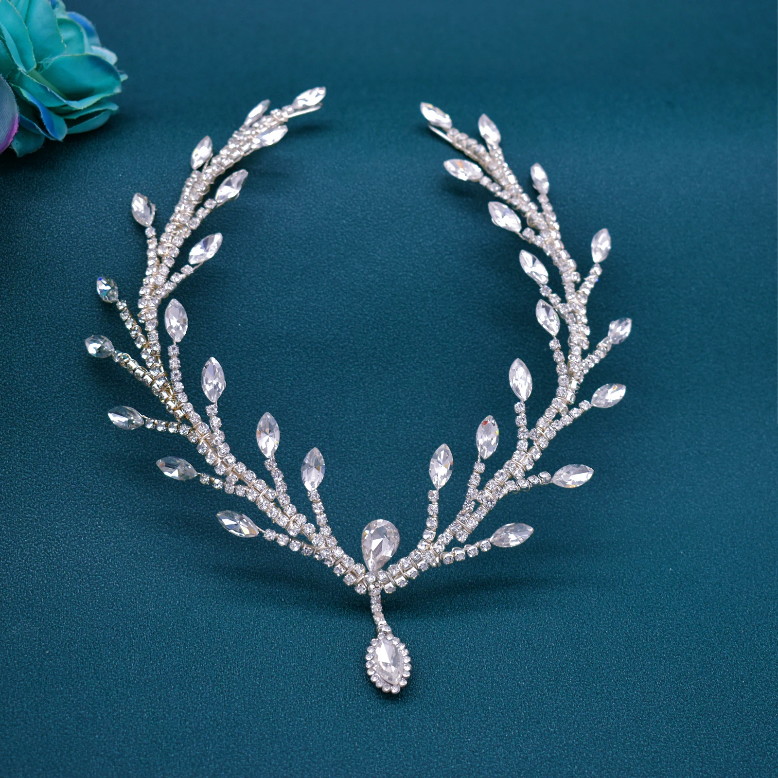 Framendino Braut-Stirnband – Rotgold Mit Strass, Elegante Brautkrone Für Hochzeit & Party (ca. 12,2×14,7 Cm)