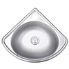 RV Kitchen Bathroom Sink Wall Mount Single Bowl Strainer+Down Pipe Stainless Steel Triangle Corner Sink Basin 6