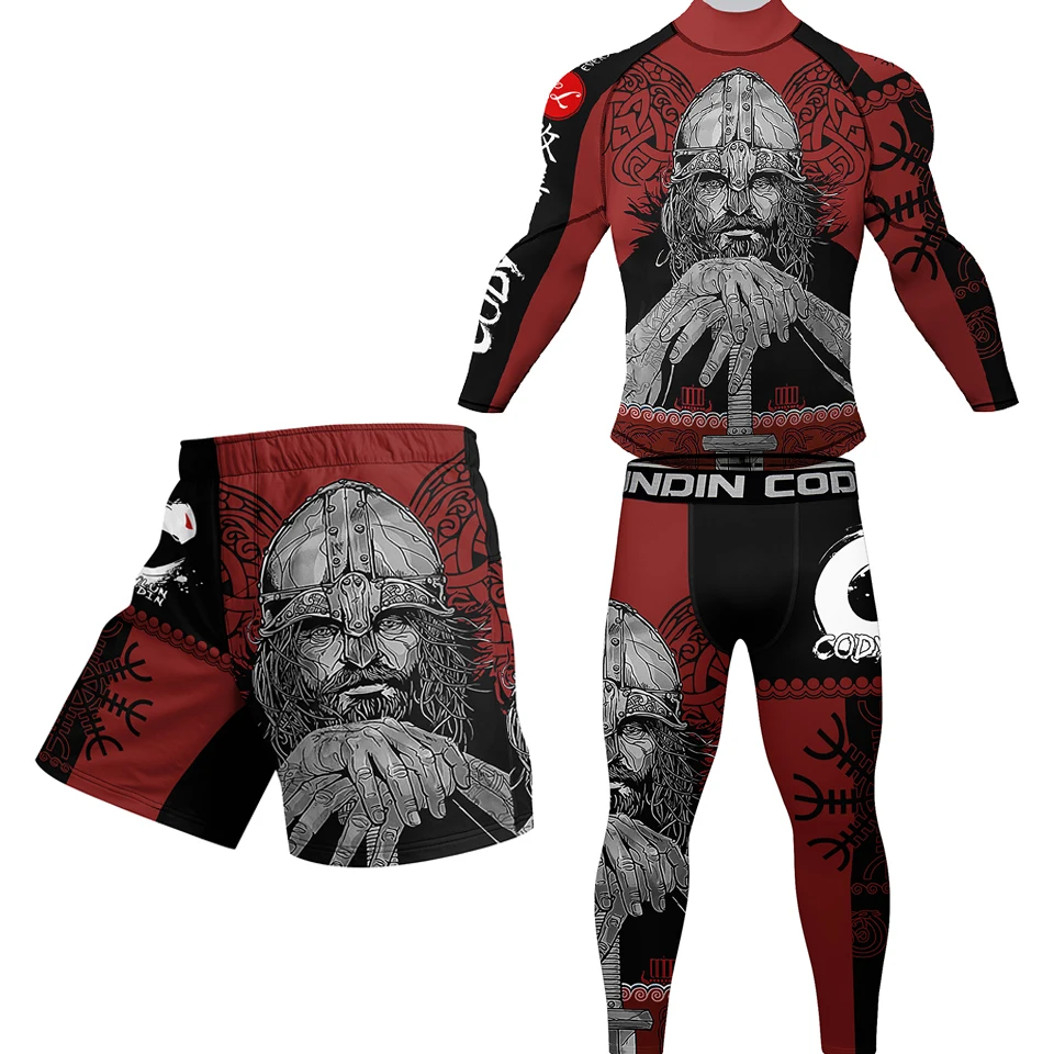 Sports Apparel MMA Rashguard Jiu Jitsu T-shirt+Pant for Men Boxing Jerseys BJJ KickBoxing Sets Muay Thai Shorts Gym