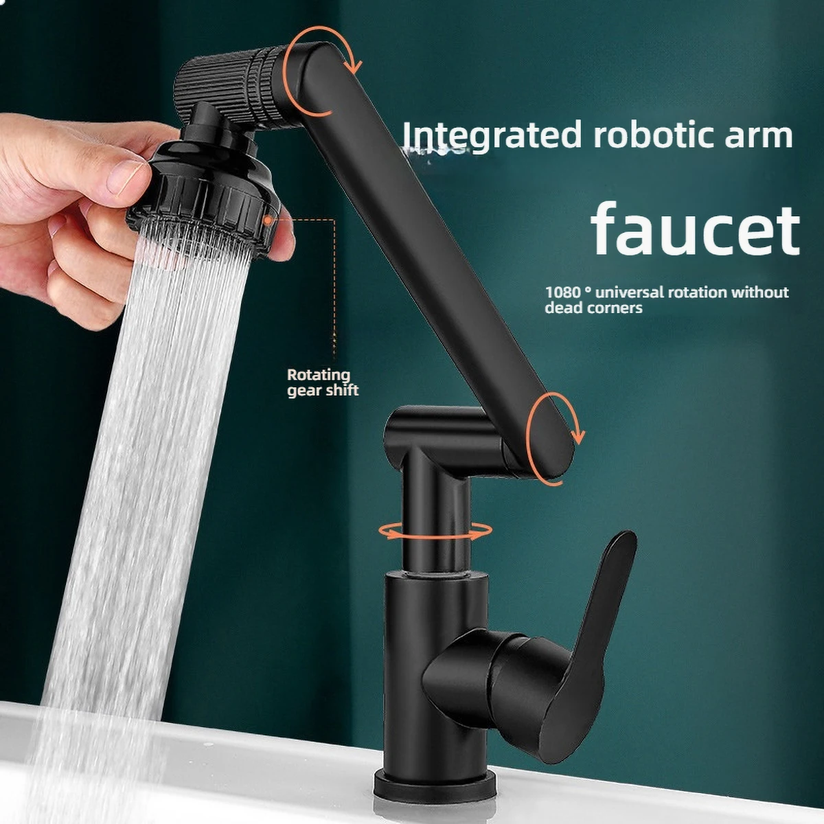 Robotic-Arm 360/1080° Rotating Faucet Dual Hot/Cold Control 3 Water Modes Kitchen Bathroom Sink Faucet Universal Installation