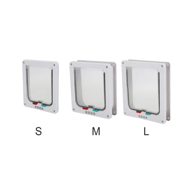 S/M/L 2 Colors Cat Flap Door With 4 Way Lock Security Flap Door For Dog Cat Kitten Small Pet Gate Door Kit Pet Safety Gate 6