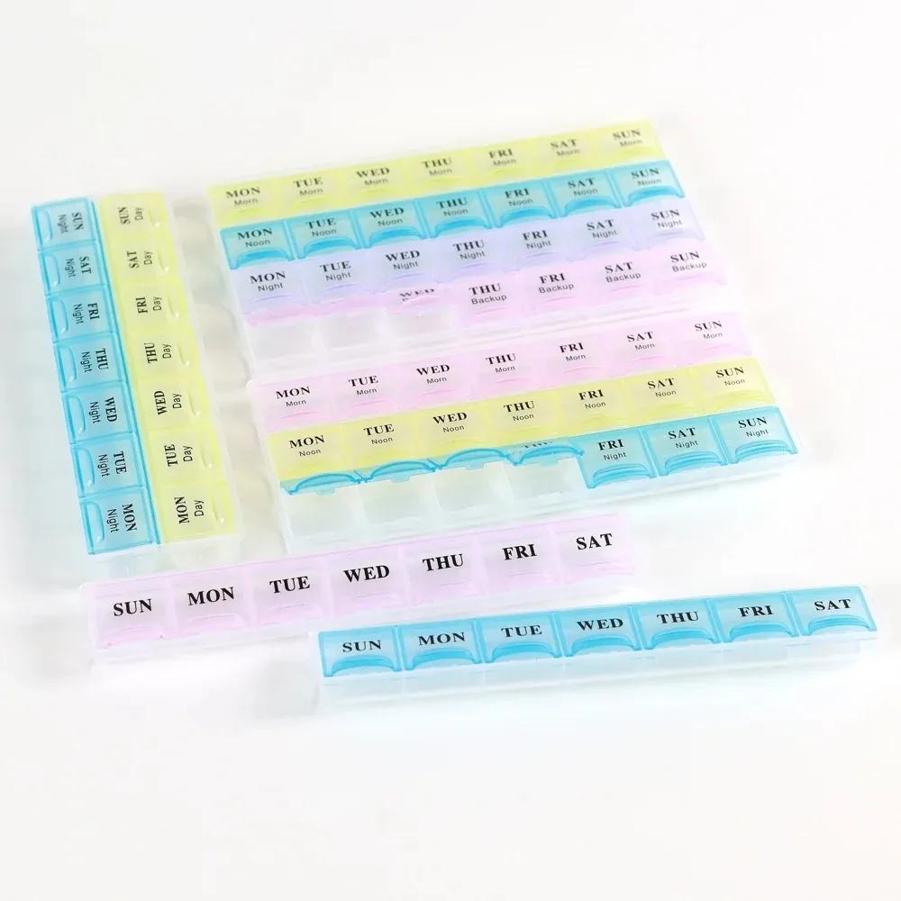 Compact 7-Day Pill Organizer with Large Compartments for Vitamins and Supplements