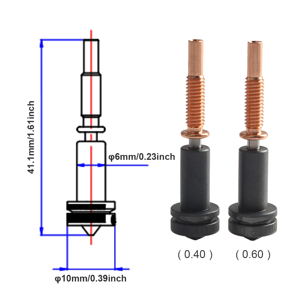 업그레이드된 표준 흐름 0.4mm/0.6mm 노즐 REVO 핫엔드용 경화 강철/구리/티타늄/TC4 재질