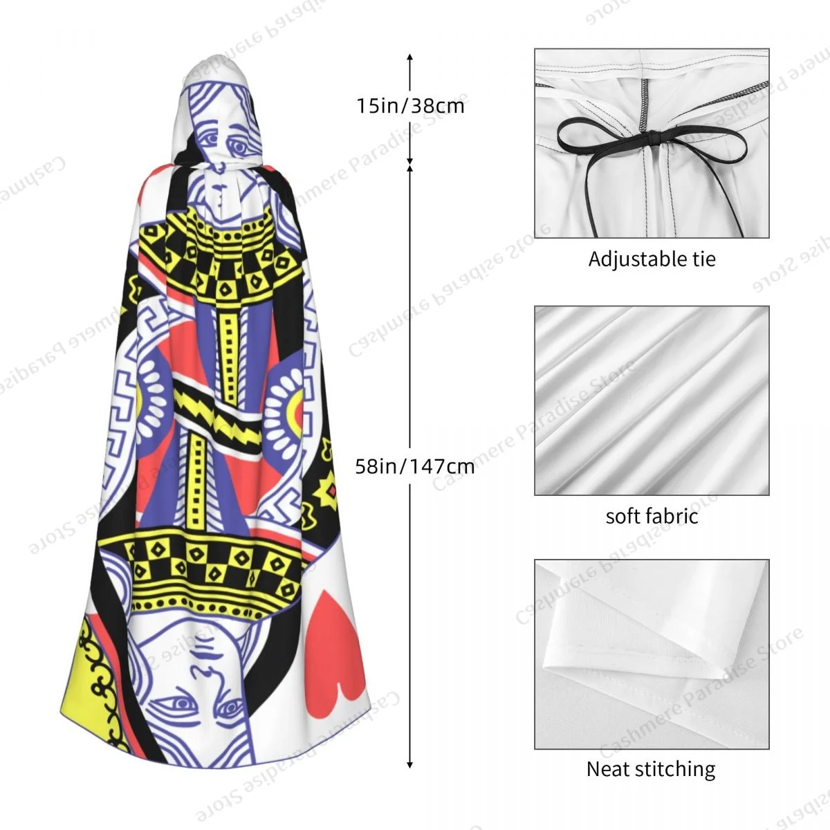 Long Cape Cloak Queen Of Hearts Hooded Cloak Coat Hoodies Elf Purim