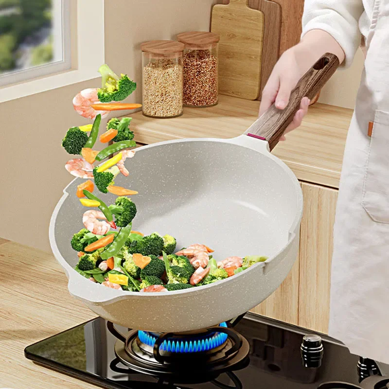 Medical Stone Non-stick Cooking Pot Household Pink Kitchen Pan Steak Frying  Pan Induction Cooker Gas Cooker Universal Saucepan - Pans - AliExpress