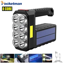 

High power led flashlights Solar Rechargeable Powerful Flashlight Ultra Bright Outdoor Multi-function Portable Torch Searchlight
