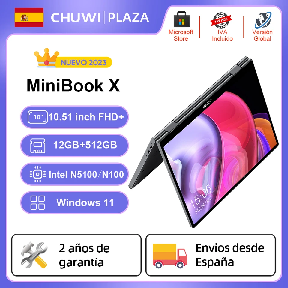 CHUWI MiniBook X ordinateur portable, Tablette Ordinateur Portable 2-en-1  MiniBook X N100