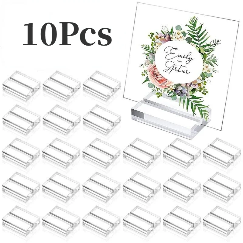 10Pcs 30*25*10mm Acrylic Stand Clear Place Card Holder  Slot Wedding Table Number Display  for Sign Photo Office Menu 4