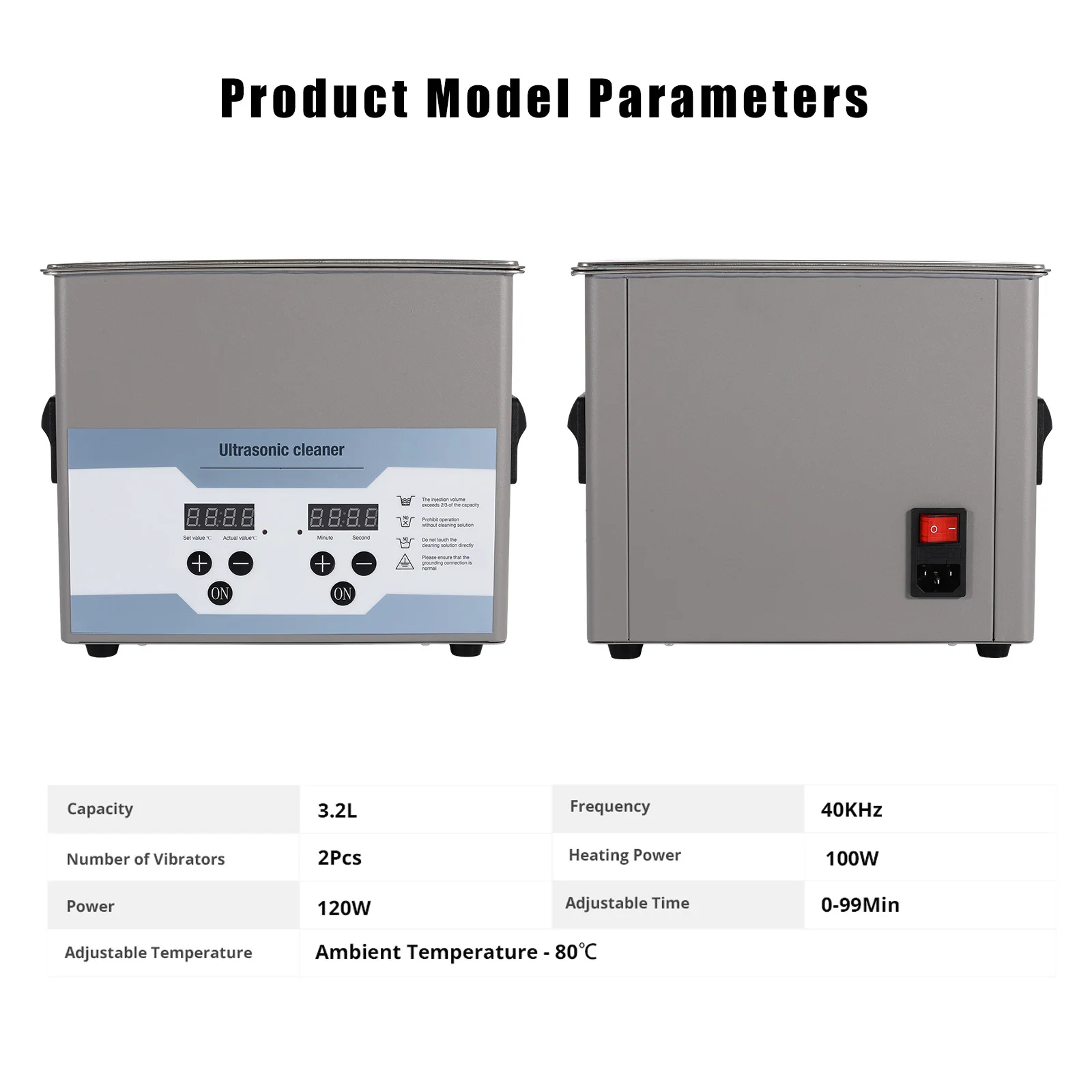 3.2L Commercial Ultrasonic Cleaner with Timer & Heater Jewelry Digital Sonic Cleaner Dental & Lab Equipment