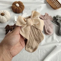 Red Bow Tie Medium Tube Socks Girls' Christmas Stockings Infants Toddlers Soft Cotton Children Non Slip Floor Socks Baby Gift 4