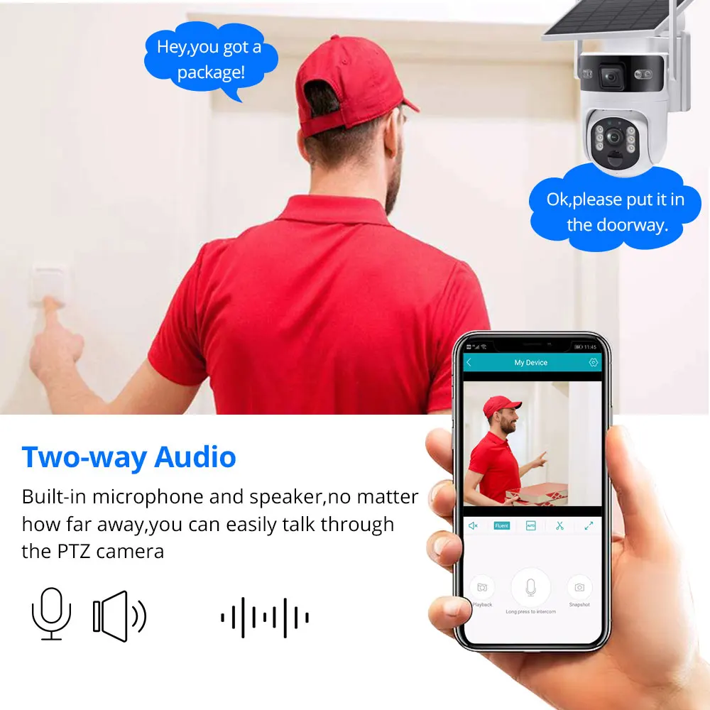 4G SIM Solar PTZ Wireless Camera Outdoor Dual Lens 8MP 4K IP Camera PIR Detection Solar Panel CCTV Security with Battery 2