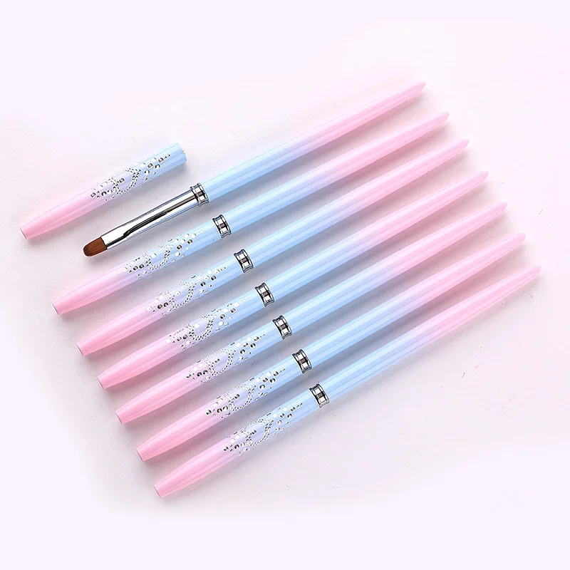 Metal Handle Nail Art Dotting Nail Brush Set Painting UV Gel Liner Acrylic Nail Brush 5