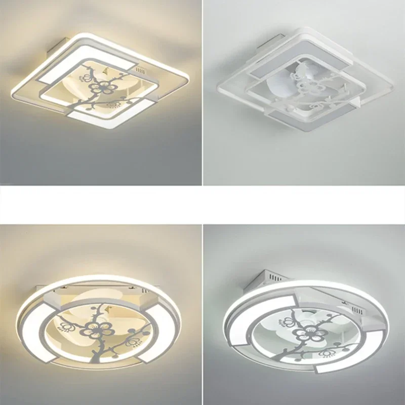 Nordic modern ceiling fan light invisible remote control ceiling light residential living room bedroom fan LED