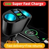 Car Cigarette Lighter 12V-24V Socket Splitter Blue Atmosphere Light PD QC3.0 2 USB Charger C Ports For Mobile Phone DVR Chargers 1