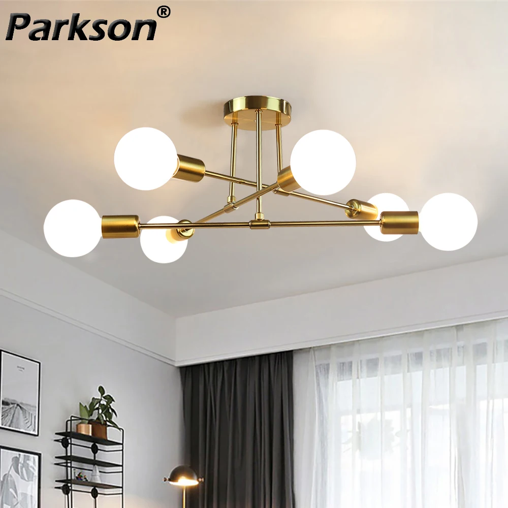 

Modern Nordic E27 Glod Black Ceiling Lamp Minimalist Chandelier Indoor Living Room For Home Decor Lighting Bedroom Pendant Light