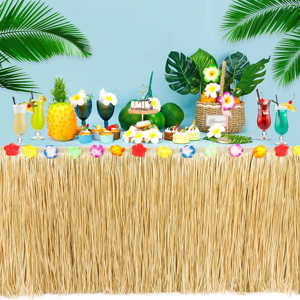 Tropical Hawaiian Luau Grass Table Skirt – Perfect Beach & Party Decor