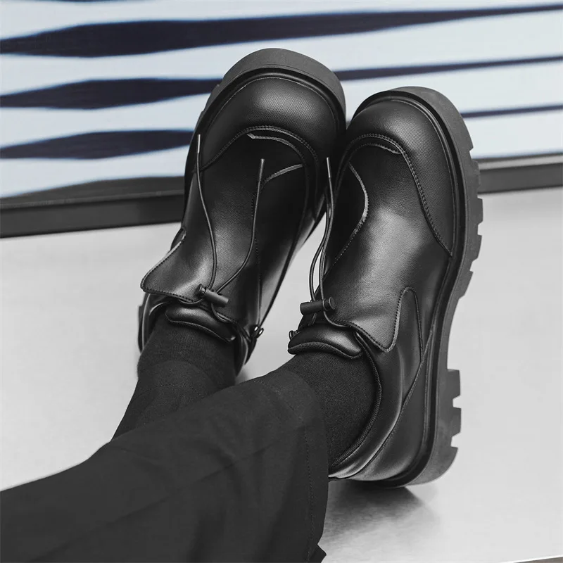 Men Business Leather Dress Shoes Casual Handmade Luxury Loafers Slip-on High Quality Slip-On Thick Bottom Oxford Wedding Shoes