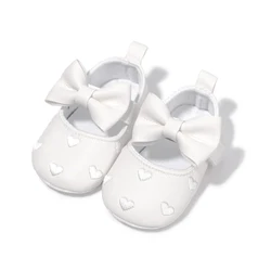 Adorable Bow-Knot Heart Baby Girl Shoes - Soft Sole Anti-Slip First Walkers - 12-18 months (WHITE)