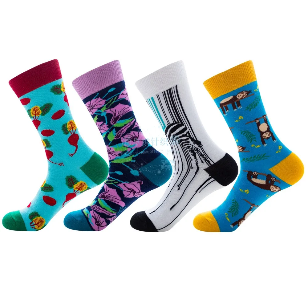 

Turnip, morning glory, Ink Zebra, monkey, men and women cotton tube socks ZQ012