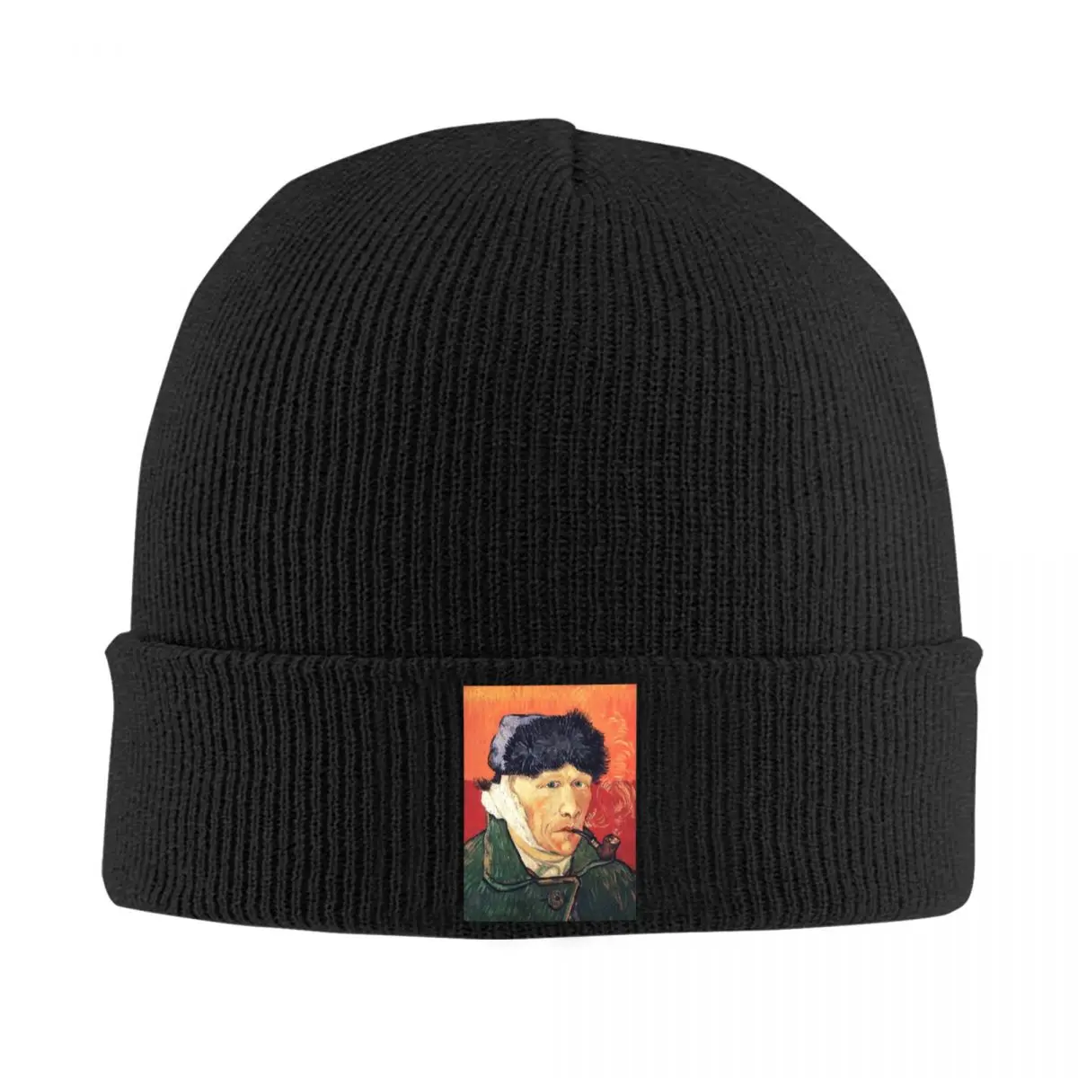 

Unisex Knit Cuff Beanie Van Gogh Self Portrait With Bandaged Ear And Pipe Warm Winter Skull Knitted Hat Cap Bonnet Knit Hat