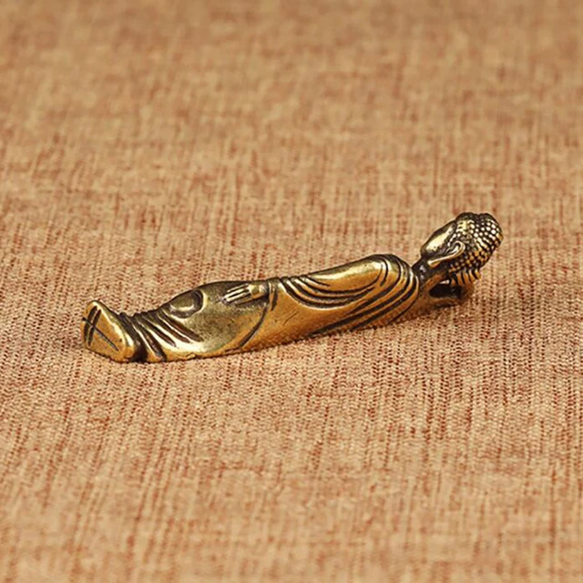 1PC Mini rétro doré couché Amitabha bouddha Statue Sculpture Figurines cuivre pur laiton décoration de la maison Statues 2