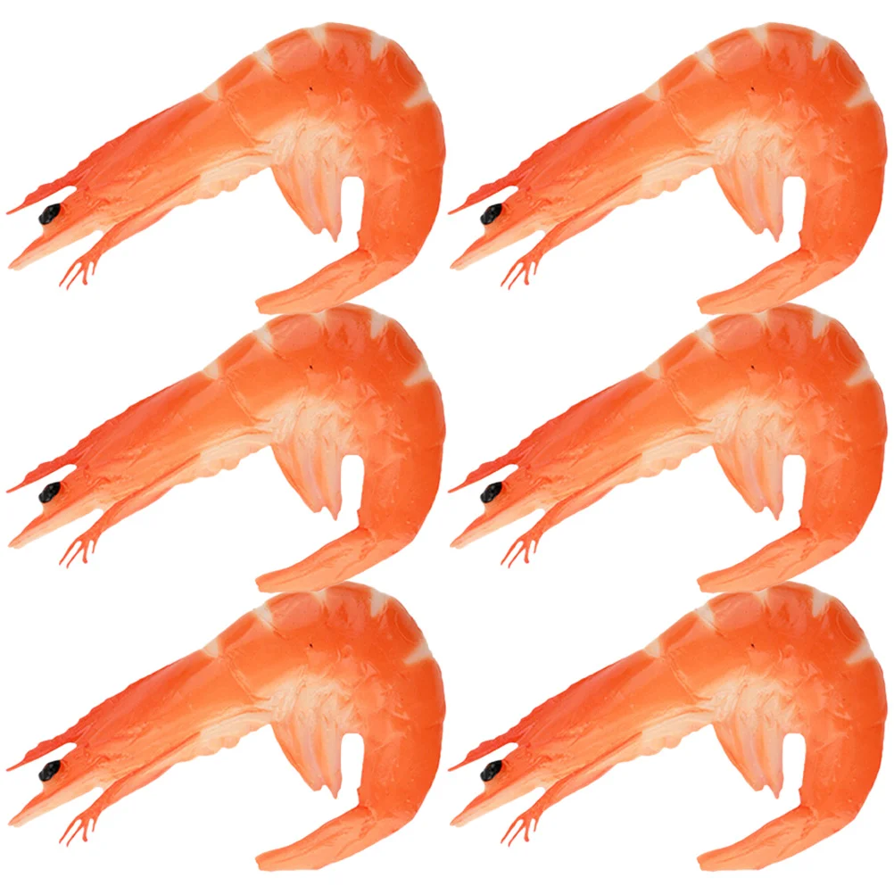 

6 Pcs Simulated Shrimp Toy Realistic Food Model Fake Decoration Pvc Child Artificial