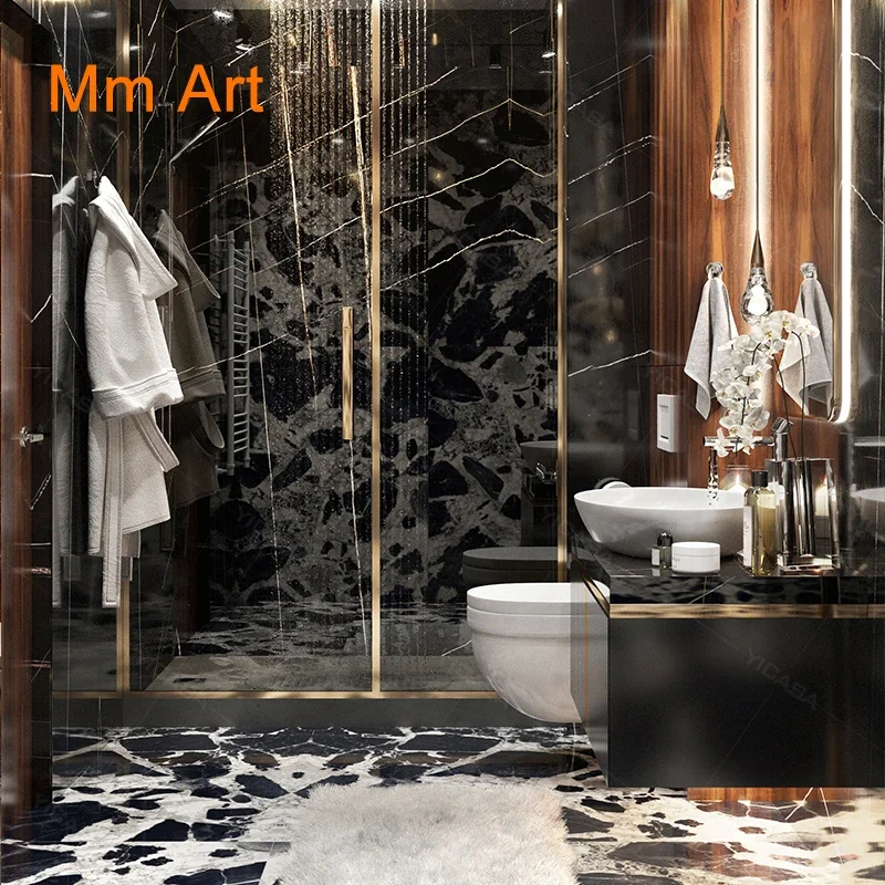 new design luxury hotel villa project black bathroom vanity bathroom furniture wash basin cabinet