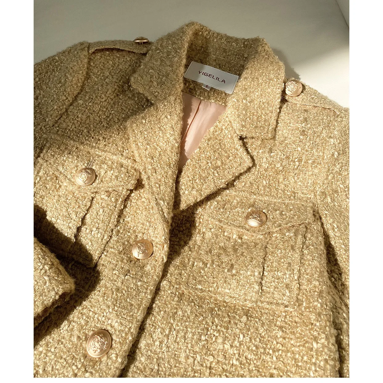 2023 Spring Autumn Chic Women's High Quality 50%Wool Tweed Jackets Elegant Pockets Short Coat B586