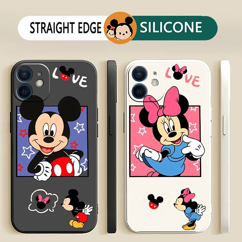 Fashion Cartoon Mickey Mouse US Phone Case For iPhone 13 12 11 Pro 12 13 Mini X XR XS Max SE 6 6S 7 8 Plus Funda Black Coque iphone 13 leather case