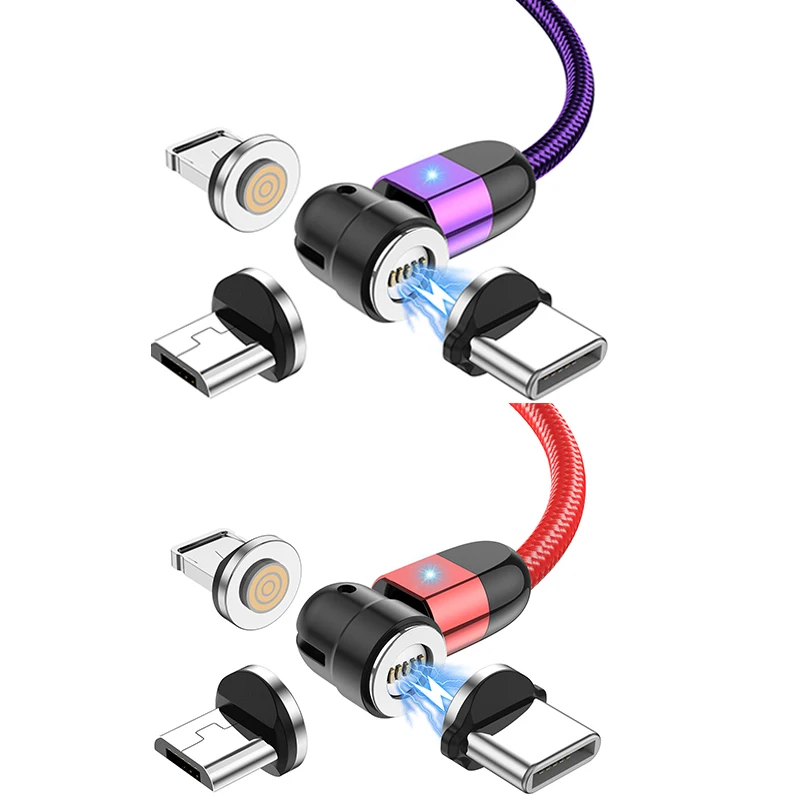 

Fast Charger Cable Charging Cable Rotating LED 3 in 1 Magnetic 360°+180°