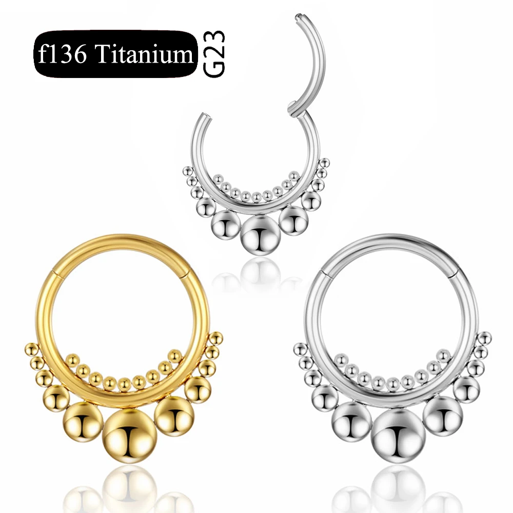 G23 Titanium Piercing Hinged Segment Hoops CZ Stone Nose Rings Clicker Ear Cartilage Tragus Helix Earrings Piercing Body Jewelry