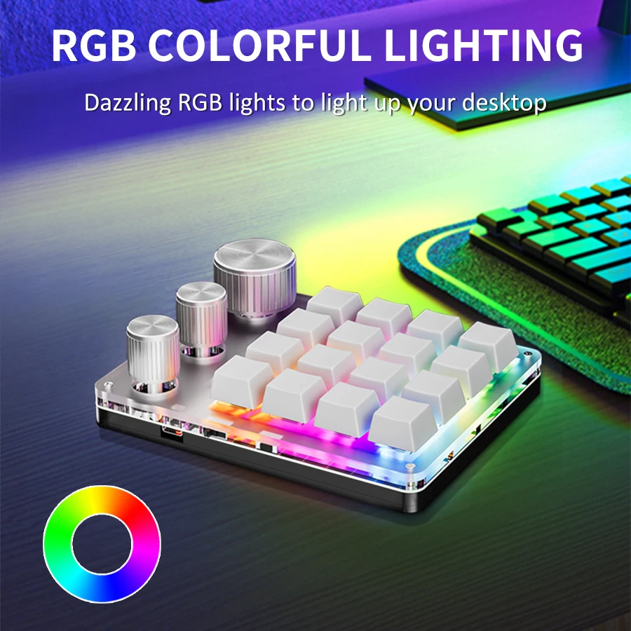 16 Keys 3 Knobs Mechanical Gaming Keyboard USB Wired Bluetooth-Support/ 2.4G Programming Macro Keyboard Custom Hot-swap Keypad 2