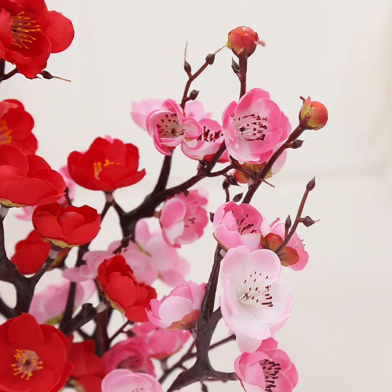 Artificial Plum Cherry Blossoms Silk Flores Sakura Flowers Branches Home Table Decor Diy Holiday Wedding Home Decorations