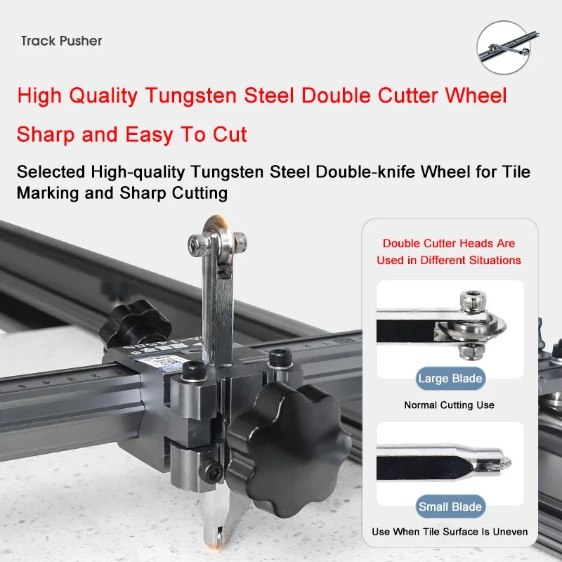 2024 New T-shaped Track Manual Push Knife High-precision Tile Cutting Rock Plate Double-knife Wheel Scraper with Breaking Pliers 4