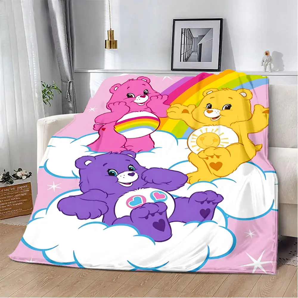 Cute Cartoon Care Bears Printed Blanket Picnic Blankets Warm Blanket Soft and Comfortable Blanket Home Travel Birthday Gift 2