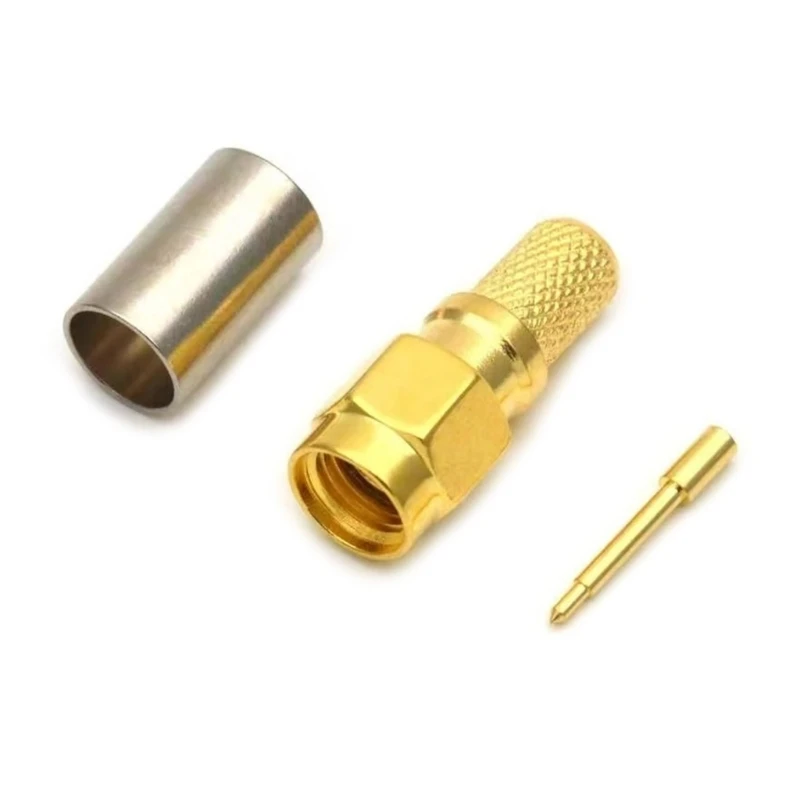

CPDD 1PC LMR240 SMA Male Connector SMA Male Crimp for LMR240 Coaxial Cable Jumper Brass Gold Plated