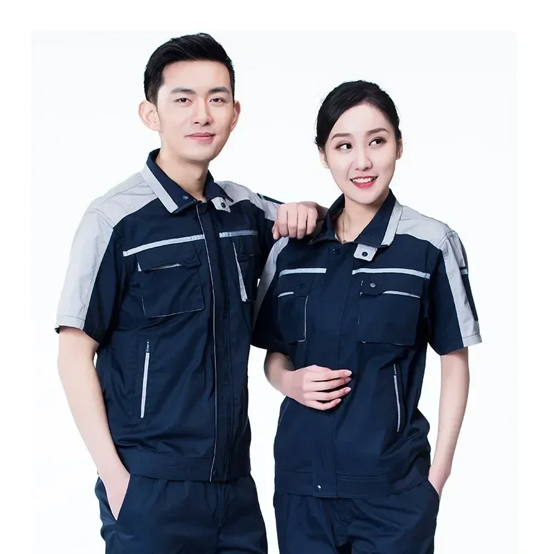

Logo Uniform Clothing Be Workshop Work Overalls Workwear Unisex Can Customized Workplace Short Summer Clothes Worker Sleeves