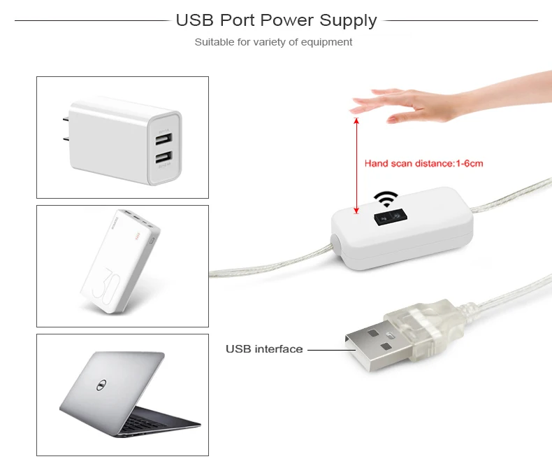 Description Picture 5 of item5V Hand Sweep Sensor Switch USB LED Strip Light Waterproof TV Backlight Corridor Kitchen Cabinet Bed Room Decor Back Tape Lamp 