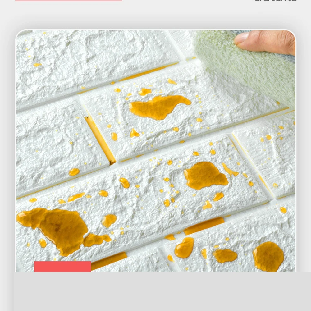 15Pcs Self-Adhesive 3D Brick Sticker DIY Waterproof Foam Wallpaper Room Kitchen Roof Ceiling Background Wall Decals-A