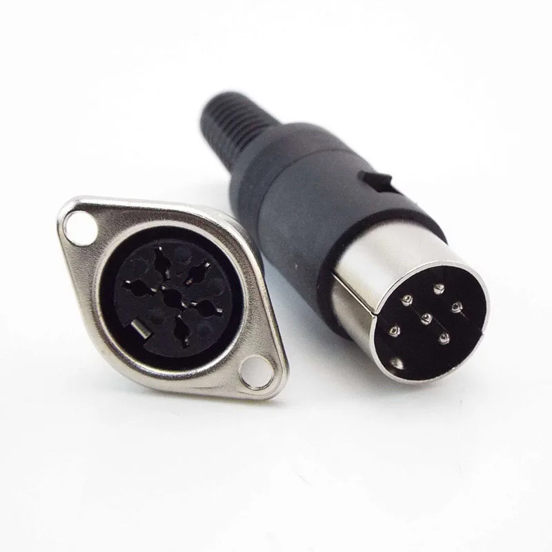 Solder Connector DIN 3 4 5 6 7 8 Pin DIN Male Female Plug with Plastic Handle + Female Socket Hulled Panel Mount Chassis P1
