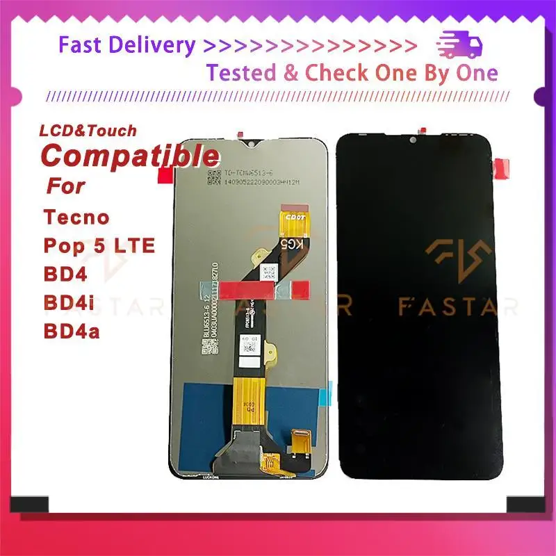 

ЖК-дисплей BD4 6,52 "для Tecno POP5LTE BD4 BD4i BD4a, сенсорный дигитайзер в сборе, сменный экран для телефона Tecno POP 5 LTE, оригинал