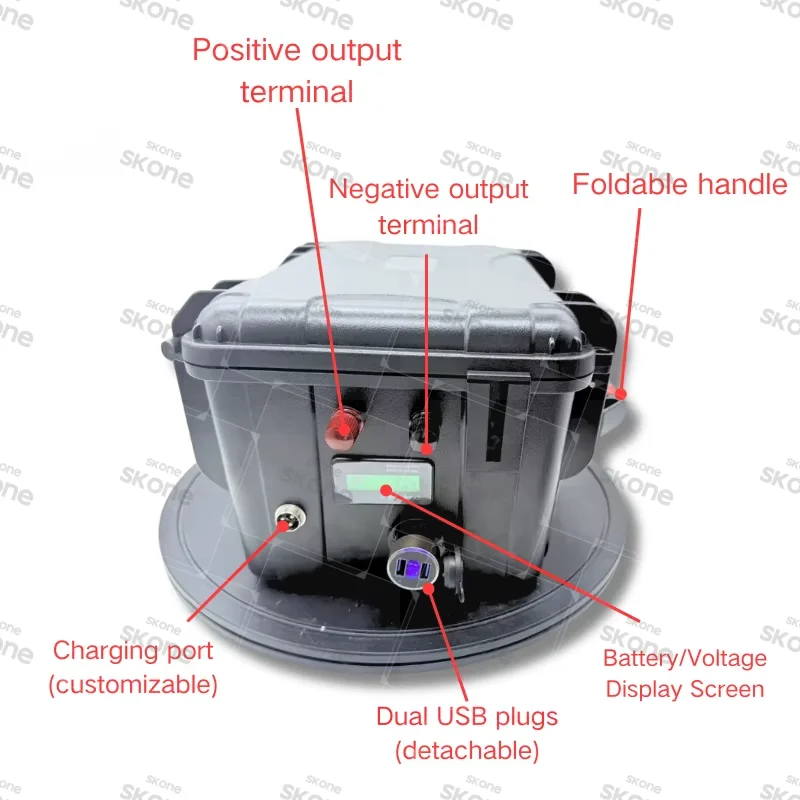 24V Waterproof IP67 Lithium Battery 50Ah-150Ah with BMS and Charger
