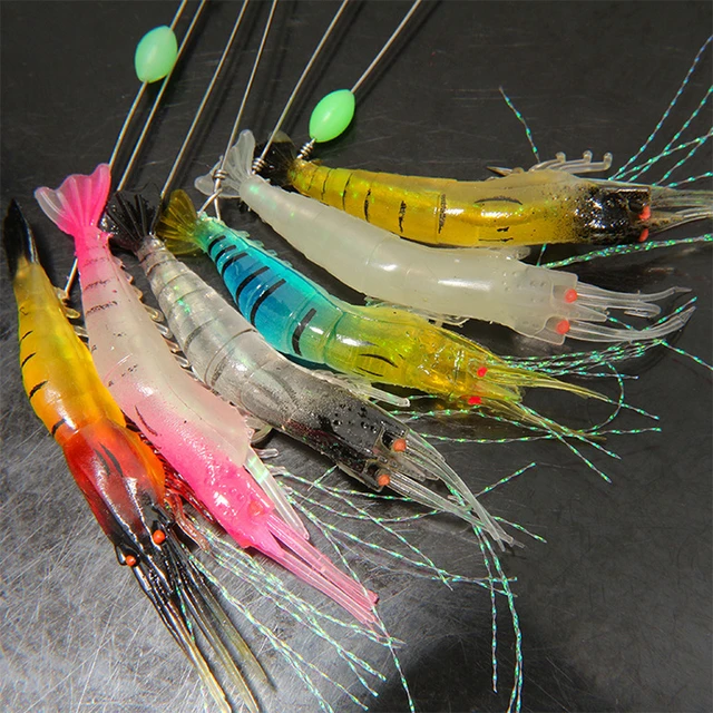 1pcs Luminous Shrimp Soft Lure Artificial Silicone Bait With Hooks Swivels  Lures Set Anzois Sabiki Rigs Fishing Tackle - AliExpress