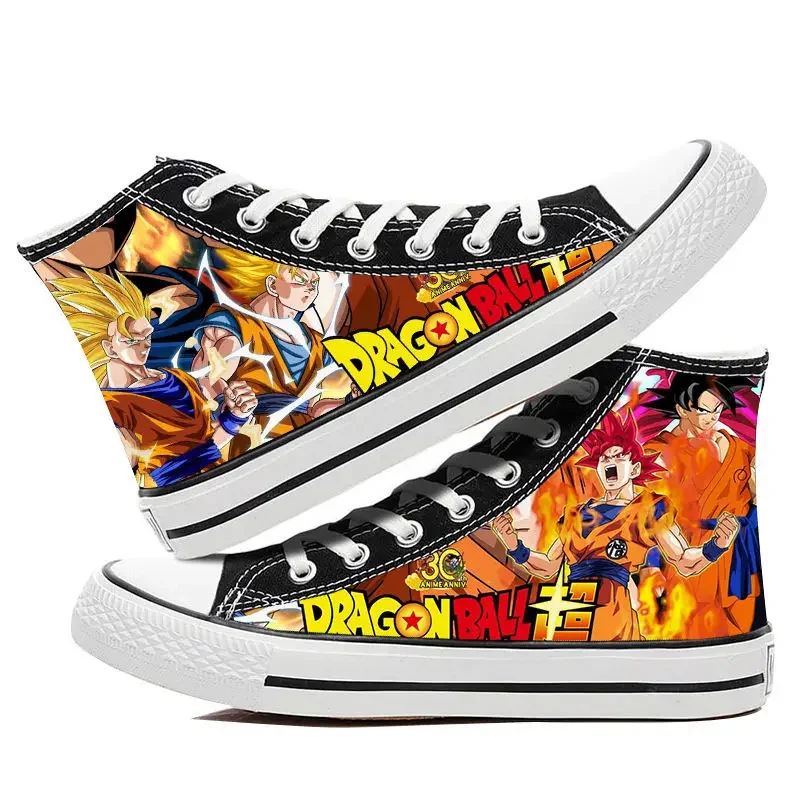 Dragon Ball Son Goku Boys Canvas Shoes Fashion High Upper Anime Vulcanized Shoes Breathable Casual Sneakers Cool Plimsolls Girls men canvas shoes