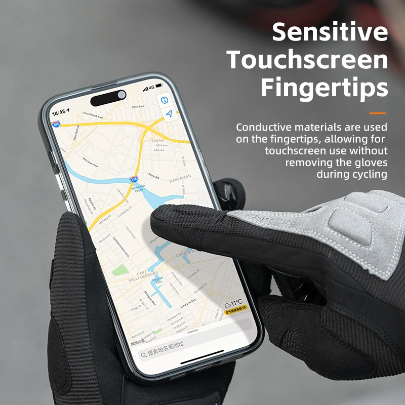 Full Finger Cycling Gloves Anti-slip Touch Screen Gloves Windproof Protective Mittens Men Motorcycle MTB Bicycle ROCKBROS