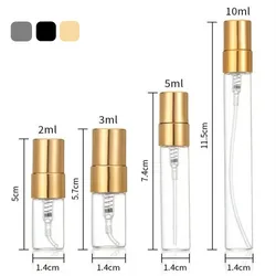 2ml 3ml 5ml 10ml Mini Glass Perfume Spray Bottle With Gold Spray Head Empty Cosmetic Bottles Atomizer Refillable Sample Vials