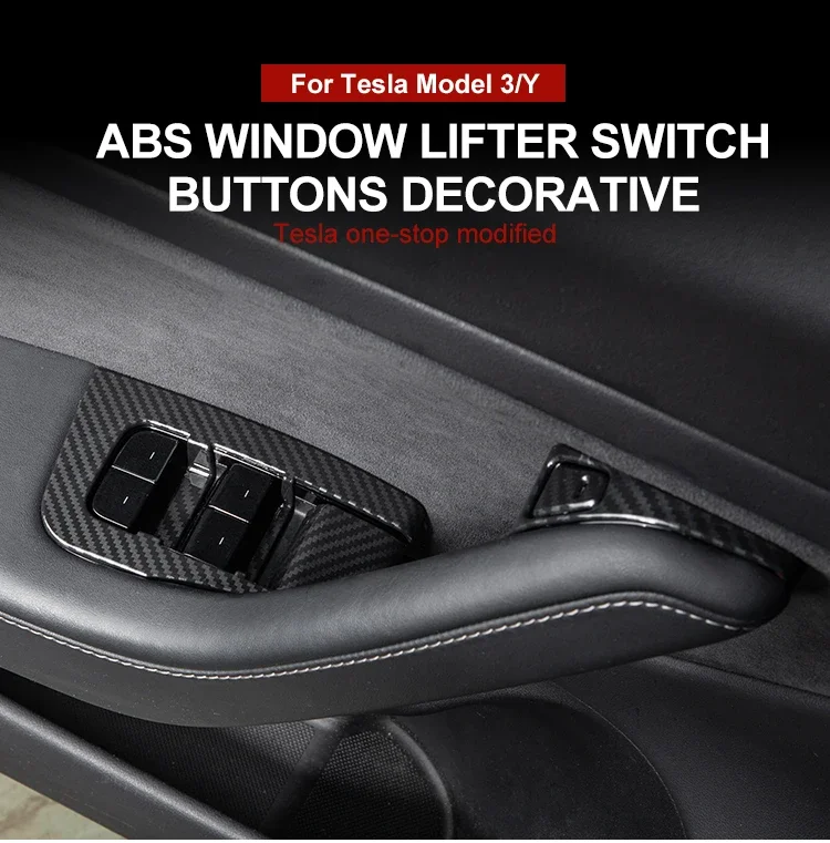 

Window Lifter Switch Buttons Sticker for Tesla Model 3 Y Cover Trim Frame Sticker Carbon Fiber ABS LHD Car Interior Accessories