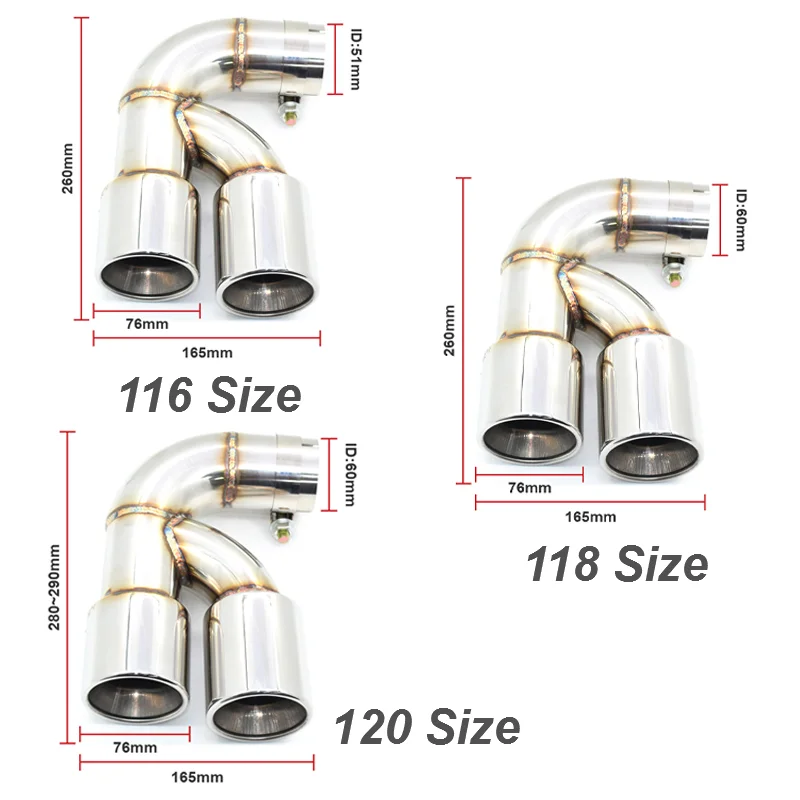 Dual Exhaust Tip For BMW F20 118i 120i 116i 1 Series Stainless Steel Twin Exhaust Pipe Muffler Tip Tailpipe Nozzle 1 PCS exhaust muffler tip