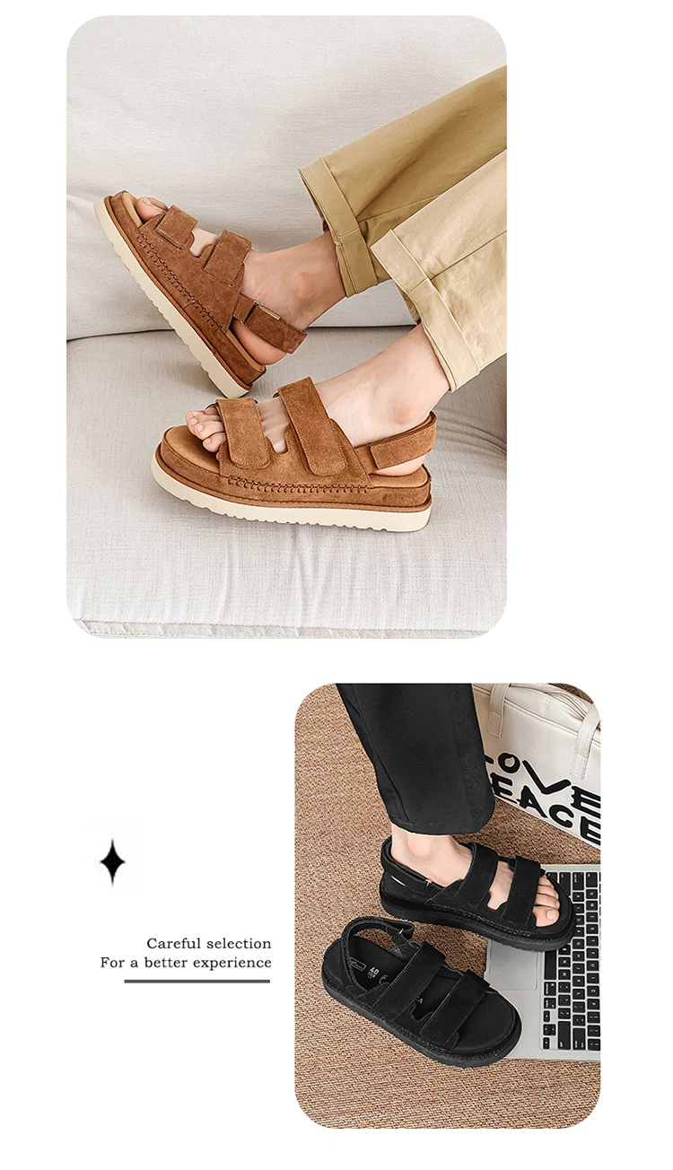 Hight Quality Summers New Street Style Genuine Leather Sandals For Men's Women Daily Outdoor Beach Dress Height Increasing Shoes S8f10d801989046ee838fcd7320bbb7b8M